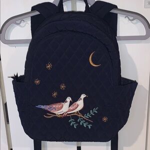 Vera Bradley Navy Quilted Backpack with Bird Embroidery